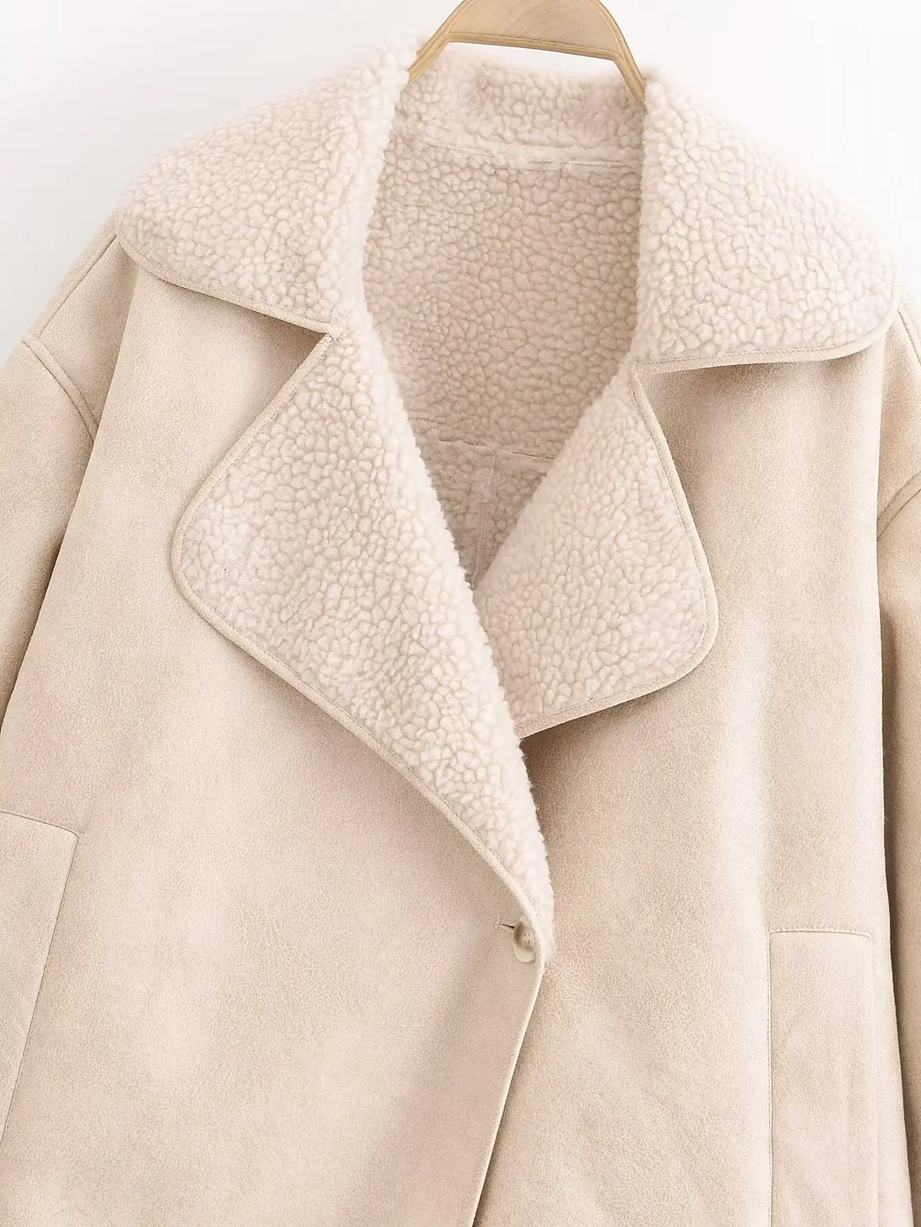 Tangada Women Beige Faux Fur Oversized Parkas 2024 Winter Female Warm Loose Overcoat QN069