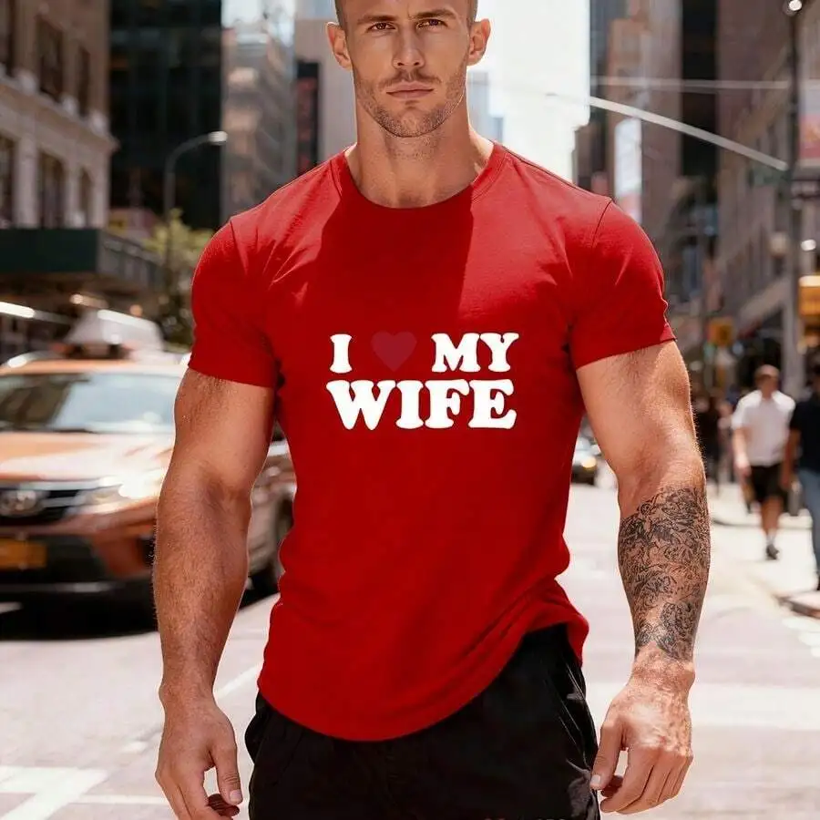 

Mens Casual Short Sleeve T-Shirt And Drawstring Shorts Set With Heart Print