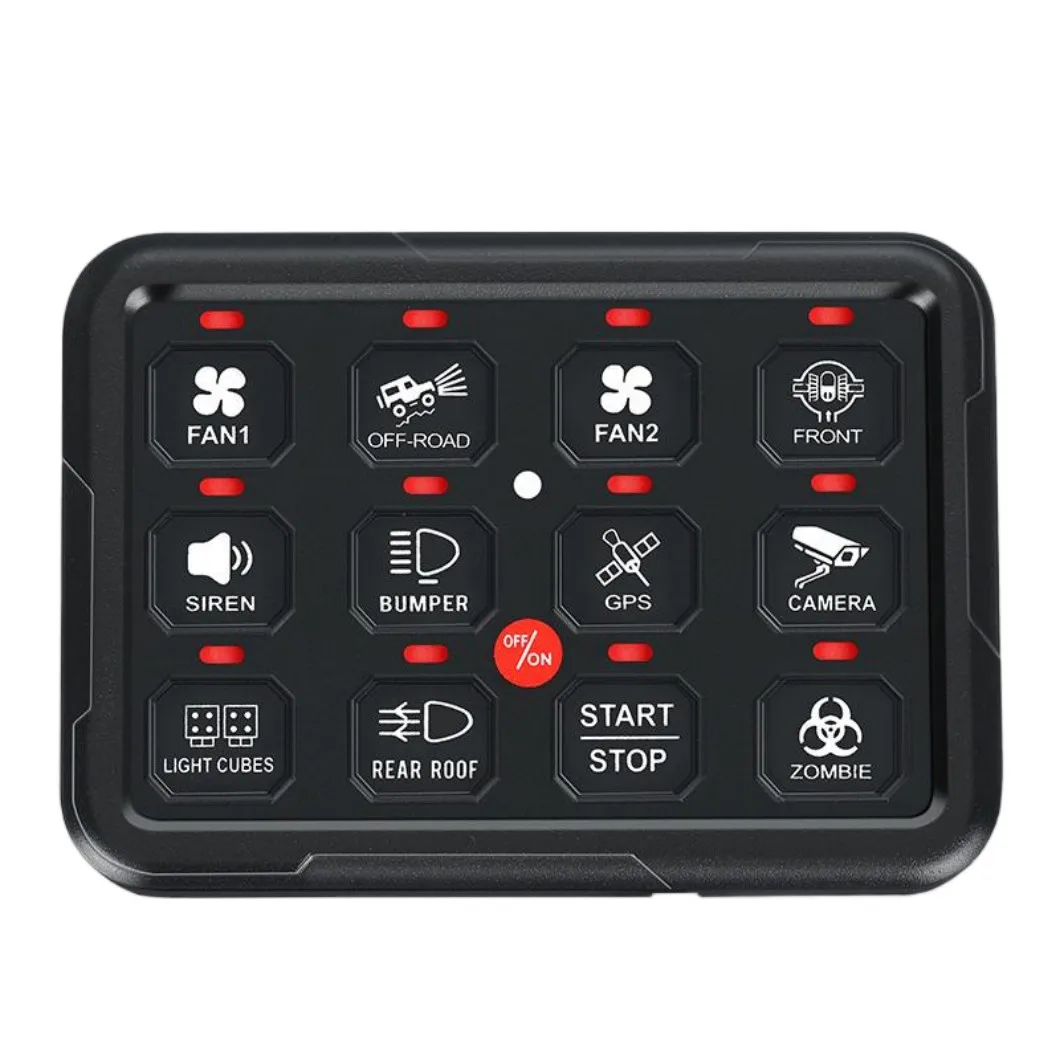 12-Gang  RGB Switch Panel (3 Colors) – Toggle Momentary  Flash Strobe Dimming, Universal for Truck/ATV/SUV/UTV/Boat