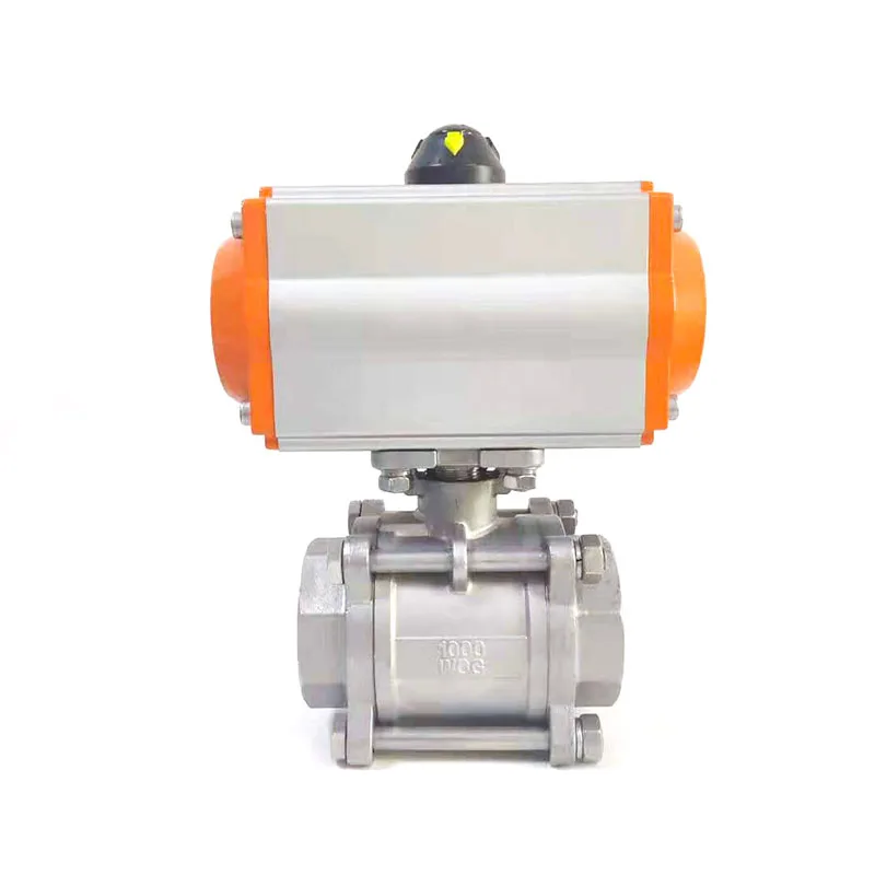 DN40 Pneumatic Ball Valve Three Piece High Platform Stainless Steel 1-1/2