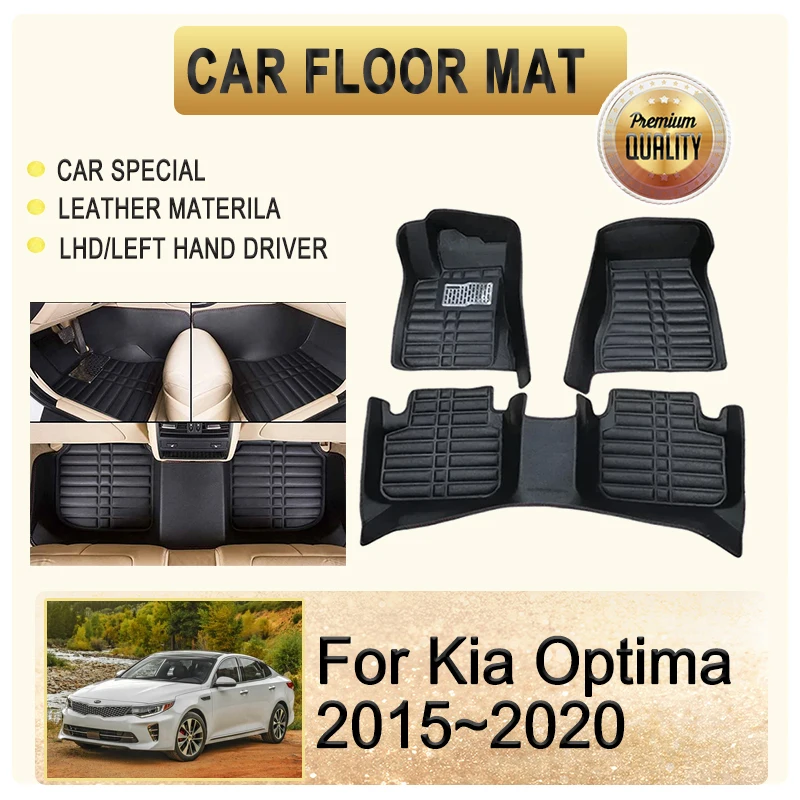 

Car Floor Mats For Kia Optima K5 JF 2015 2016 2017 2018 2019 2020 Leather Pads Foot Carpets LHD Covers Auto Interior Accessories