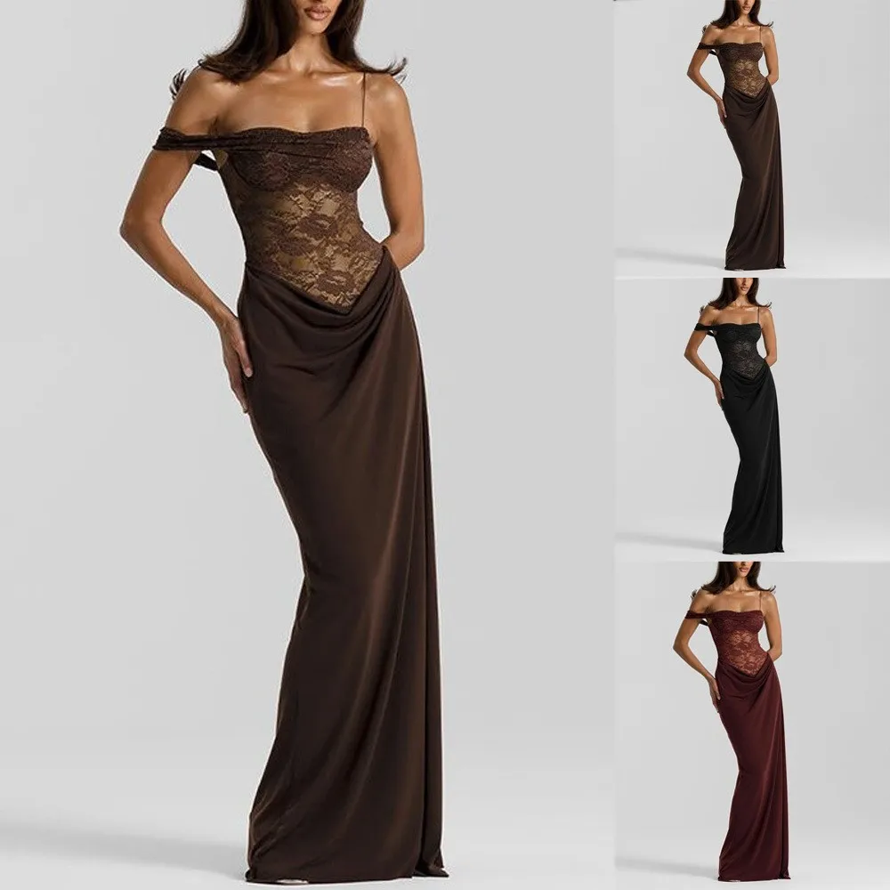 Pleated Dress Patchwork Camisole High Waist Socialite Style with Square Neckline Bodycon Sleeveless Sexy Dress Summer for Women