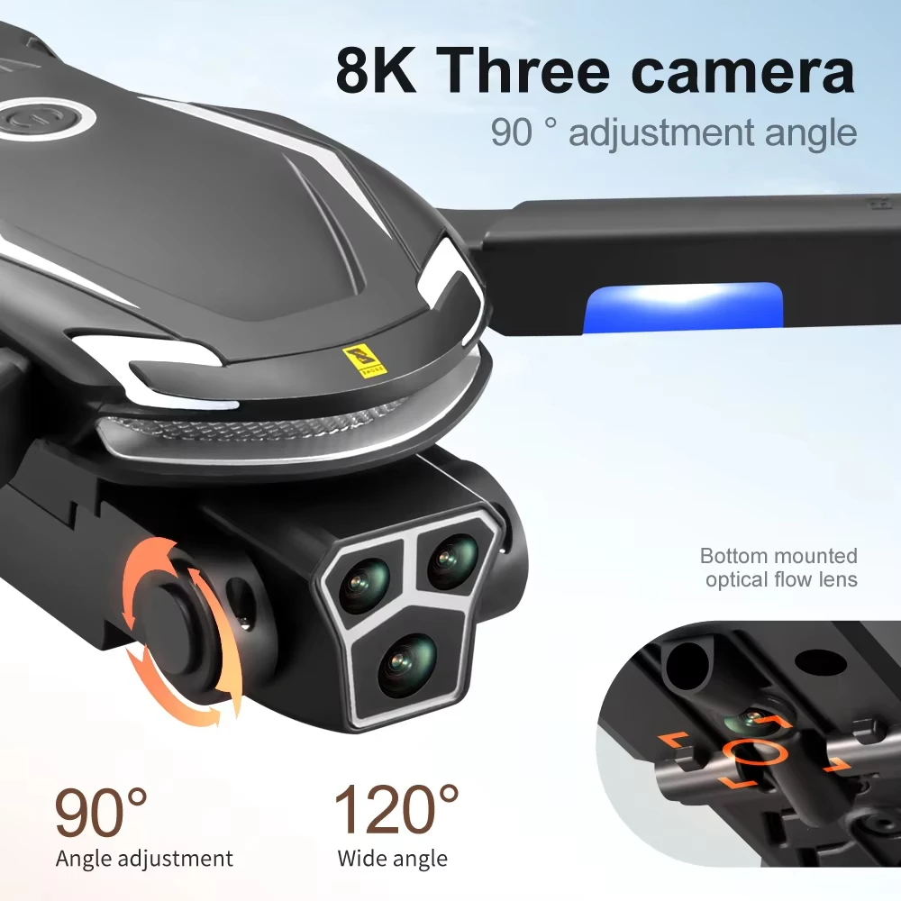 Xiaomi-Drone V888 8K HD, triple caméra, GPS professionnel, évitement d\'obstacles, positionnement du flux optique, quadrirotor amélioré sans balais