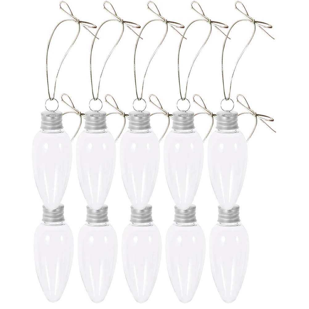 

12 Pcs Clear Plastic Fillable Ball Decorations Hanging Bulb Shaped naments Transparent Holiday Xmas Tree