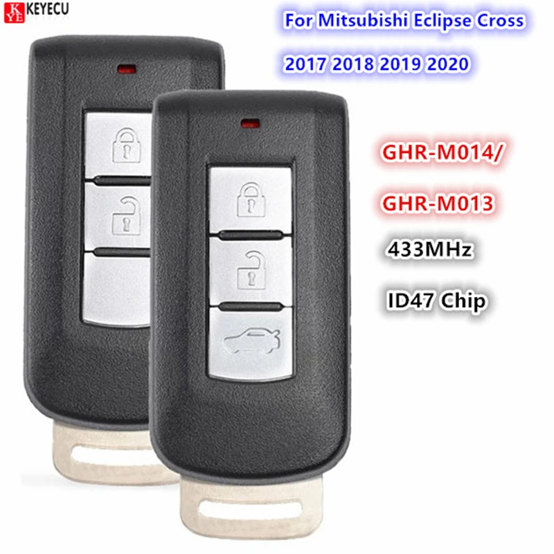 KEYECU Keyless Entry Go 433 MHz ID47 Chip für Mitsubishi Eclipse Cross 2017 2018 2019 2020 Smart Remote Key Fob GHR-M014 GHR-M013