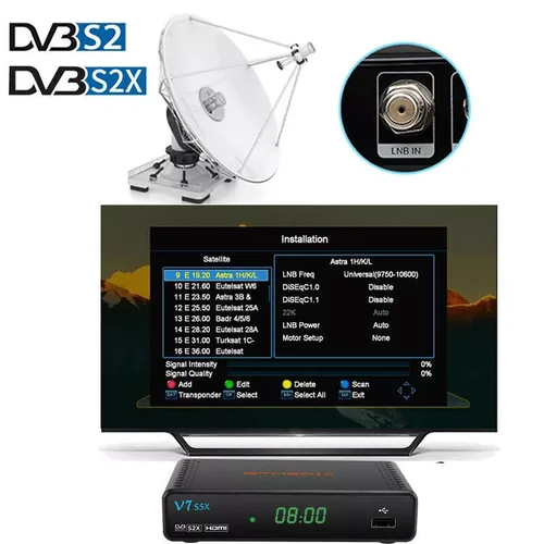 Imagen 2 del producto Receptor de TV por satélite GTMEDIA V7 S5X DVB-S2X/S2/S Receptor Digital 1080P Full HD TV Box, decodificador H.265 con decodificador USB Wifi