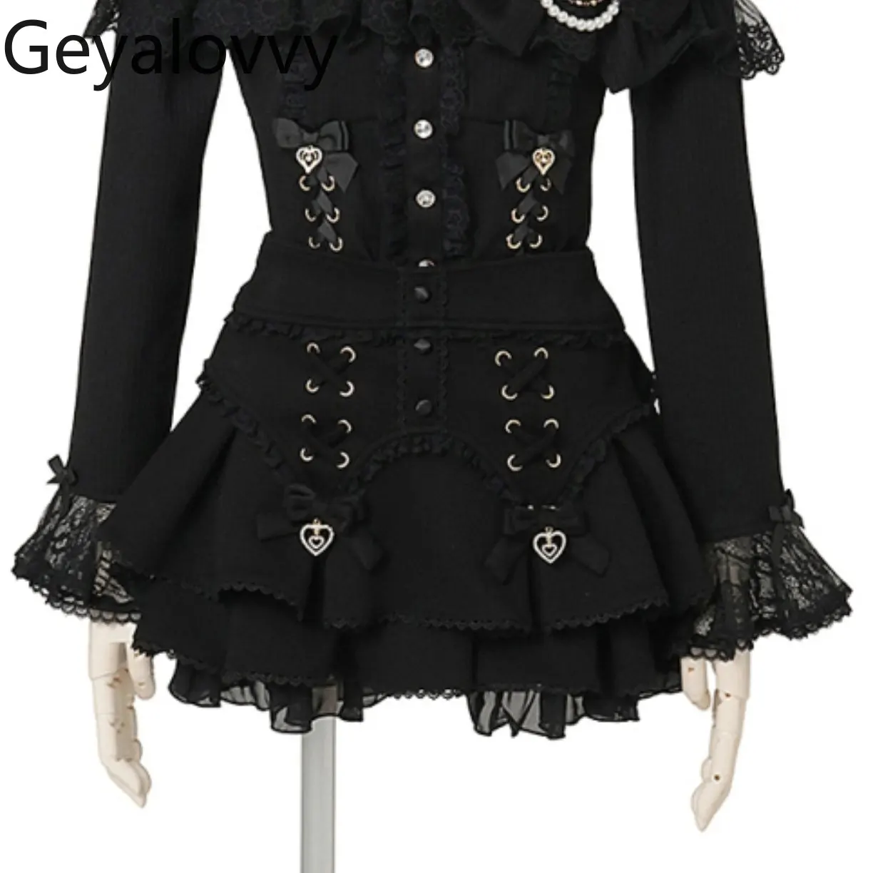 

Lolita Japanese Style Cross-ribbon Multi-layer Lace Girls Casual Skirt with Bow High Waist Short Mini Skirts for Women Summer