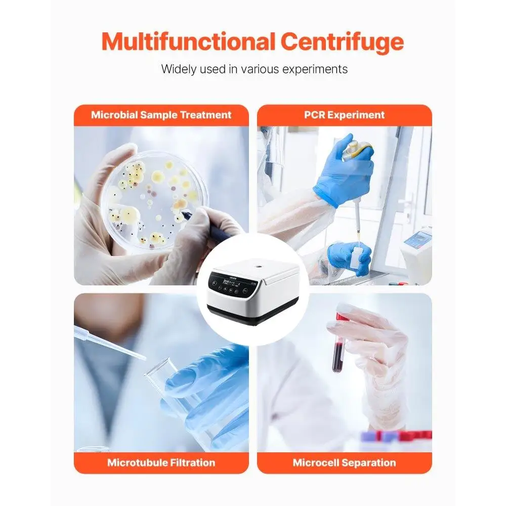 Low Centrifuge Machine 2ml 5ml 10ml 15ml 500 to 4000rpm with Timer and Rotor for Lab Use