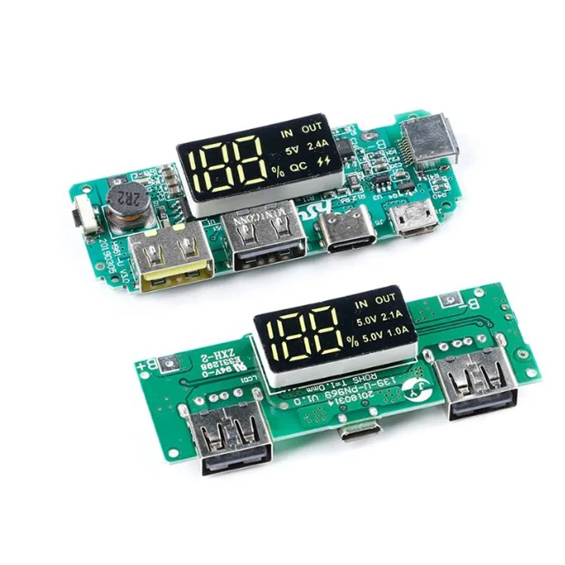 10PCS LED Dual USB 5V 2.4A MicroType-C USB MobilePowerBank18650 Charging Module Lithium Battery Charger Board Circuit Protection