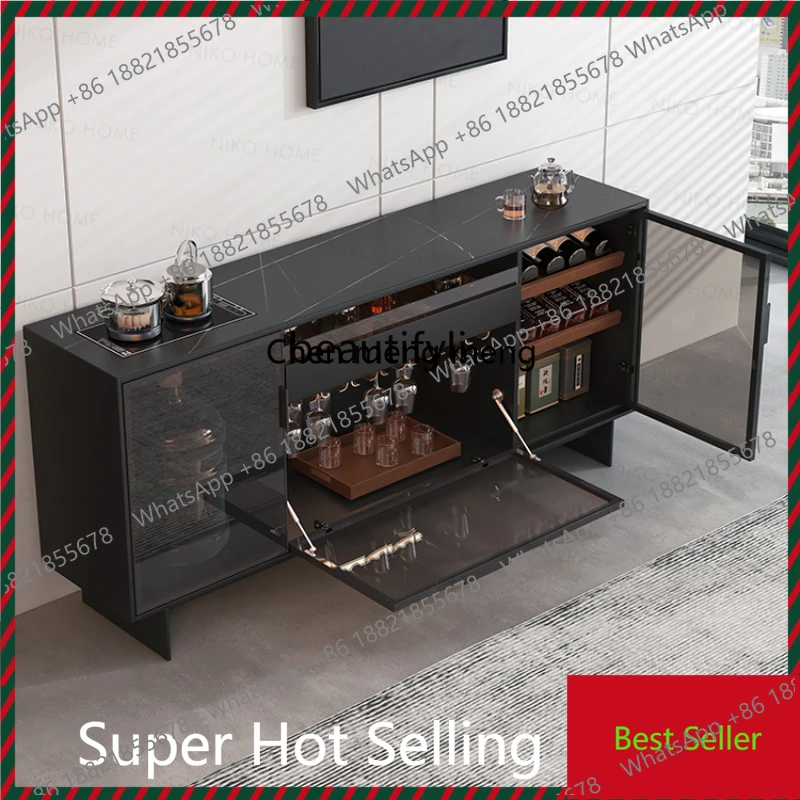 

Современный минималистичный буфет для столовой с винным шкафом, настенный шкаф для хранения в гостиной, интегрированный с подсветкой для чайника