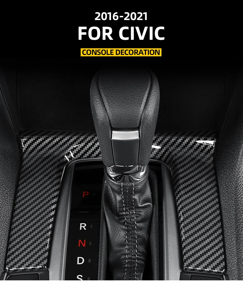 Für HONDA 2016-2021 10th Civic Sedan Hatchback AT Gear Panel dekorative Aufkleber Zubehör – Detail 1