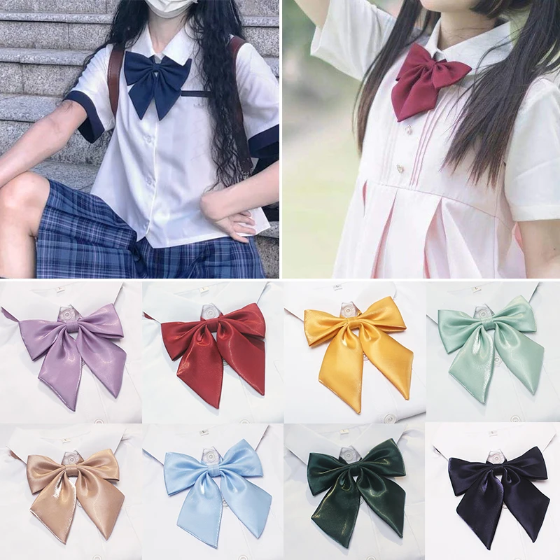 

New Students Solid Bowtie Polyester Bow tie For Women Uniform Collar Butterfly Cravats Girls Bowties JK Shirt Dress Neck Wear