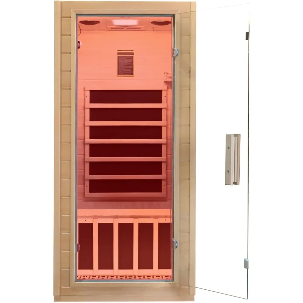 

Indoor far-infrared sauna room, low electromagnetic field 5 heating plates infrared therapy, used for personal wooden dry sauna