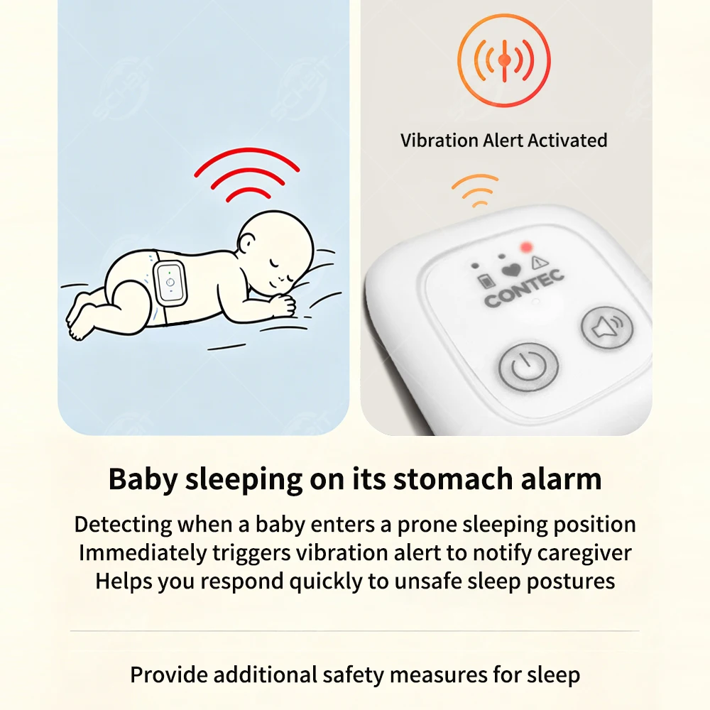 Baby-Atemmonitor mit Vibration & Alarm, Bauchschlaf-Warnung, Clip-On Bauchsensor für Neugeborenen-Sicherheit