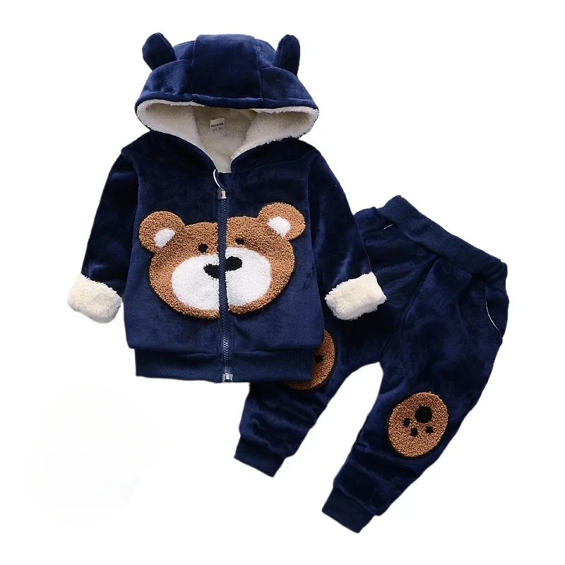 

New Winter Baby Boys Clothes Set Children Casual Thick Warm Hooded Jacket Pants 2Pcs/Sets Toddler Girls Clothing Kids Tracksuits