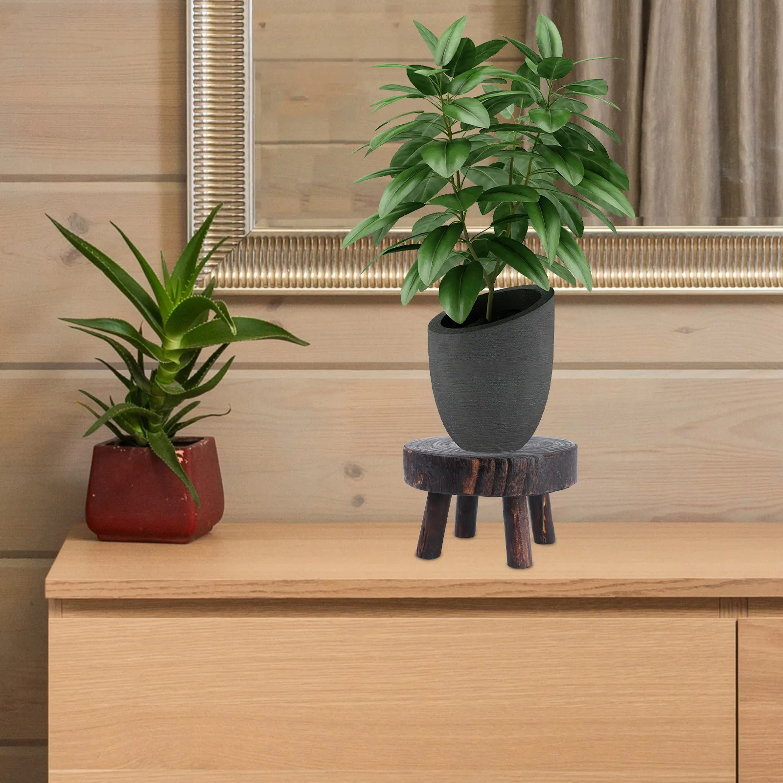1Pcs Flowerpot Rack Solid Wood Modern Mini Flowerpot Holder Storage Stand for Home Office Desktop Decoration Elegant Flower Vase