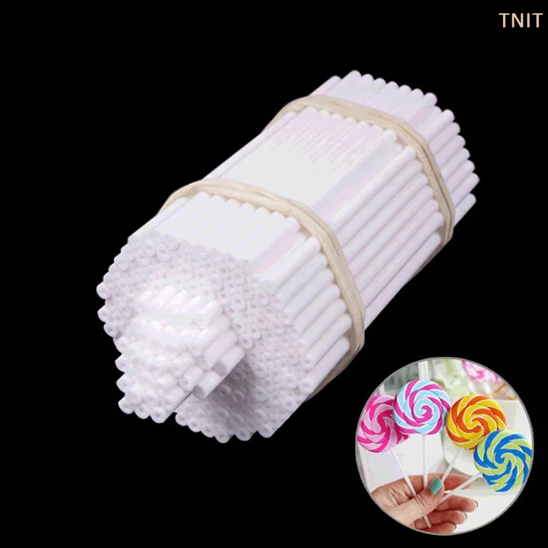 [J] 100 Pcs Plastic Lollipop Sticks Hollow Core White For Party Dining Chocolate Sugar Candy Lollipop Sucker Sticks Cake  Stick