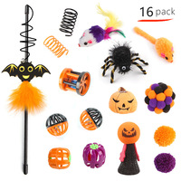 Kitten Toys Variety Pet Halloween Cat Toys Interactive Combination Set Cat Toy Funny Cat Stick Sisal Mouse Bell Pet Products