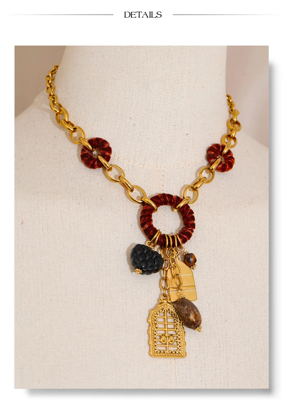 Yhpup Statement-Halskette mit Herz-geometrischem Charm-Anhänger aus Kunstharz, handgefertigt, Edelstahl, stilvoll, einzigartig, unverwechselbar, trendiger Schmuck – Detail 13