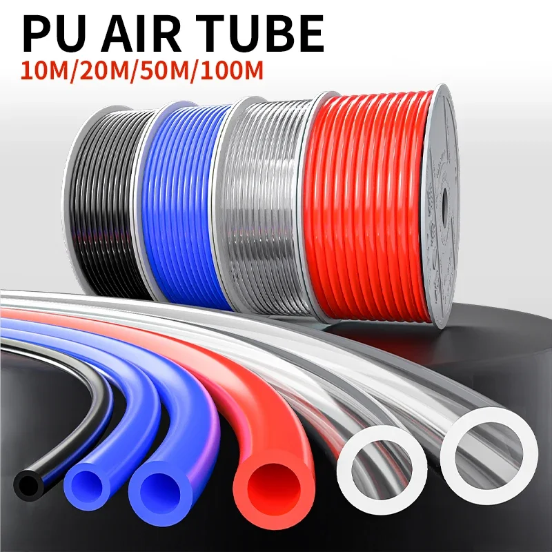 

10/20/50meters Pneumatic Air Hose PU OD 4/6/8/10/12/14/16mm ID 2.5/4.5/6.5/8/10/12mm Black Transparent Red Blue Air Tubing Pipe