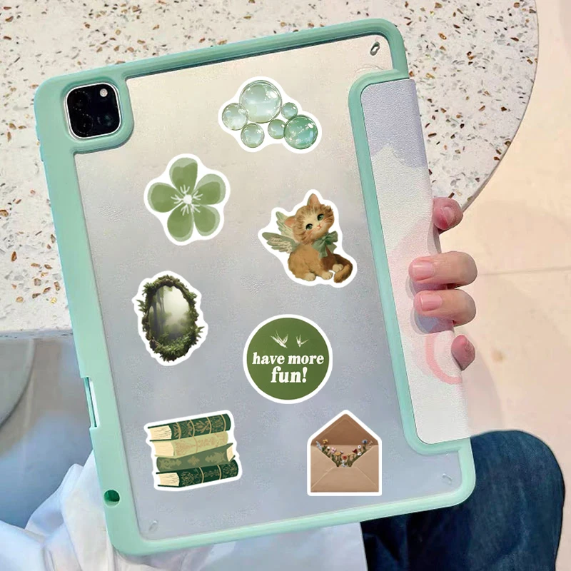 64PCS green and fresh series stickers, suitable for decorating laptops, suitcases, water cups, guitars, waterproof stickers