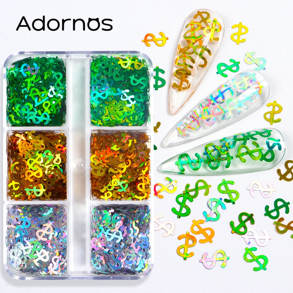 Nails Charm Glitter Dollars Shape Sequins Nail Art Accessories Holographic Money Symbol Paillettes For Gel Polish Manicure Decor