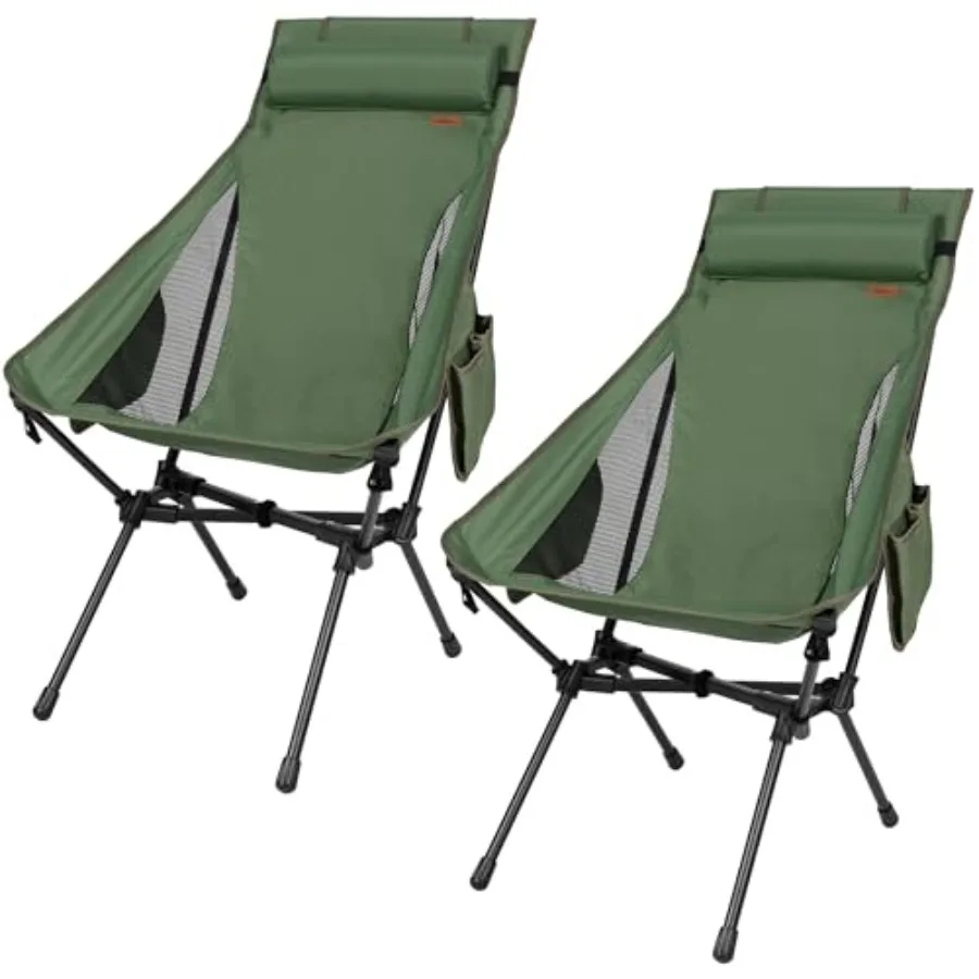 

High Back Camping Chair for Adults, Folding Chair Supports 440 lbs, Lightweight Portable Backpacking Chair with Adjustable Pill