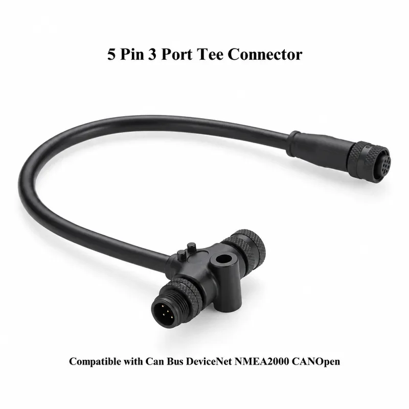 NMEA2000 Marine T Connector Cable IP67 MultiPort M12 3 Way Tee Splitter Backbone Drop Cable for Garmin Lowrance Simrad B&G