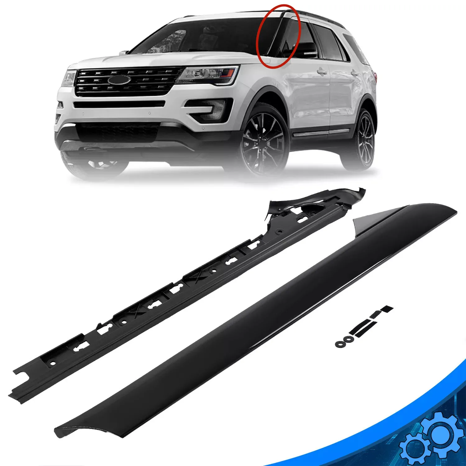 

1Pair Left Driver Side For Ford Explorer 11-19 Windshield A-Pillar Molding Trim