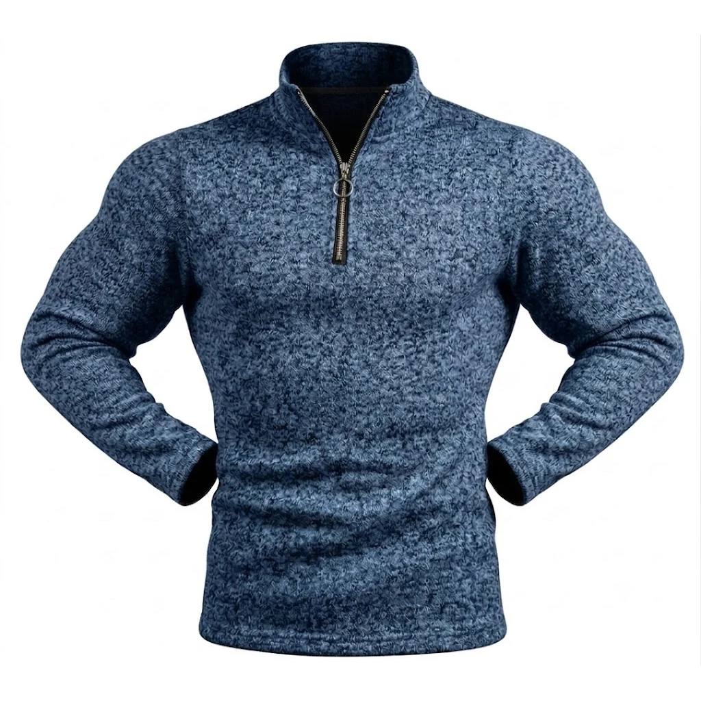 Herren Langarm-Sweatshirt mit Viertelreißverschluss, Einfarbig, Stehkragen, Sportlicher Pullover, Lässige Laufbekleidung, Aktivwear, Sport- und Arbeitsjacken – Detail 11