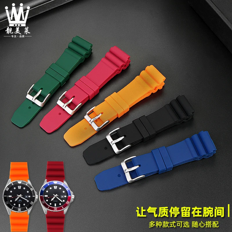 Silicone Strap 22mm For Casio Swordfish Diving Watch Mdv-106 Mdv-107 Mtp-vd01d Efr-303l Watchband Orange Green Men's Wrist Band
