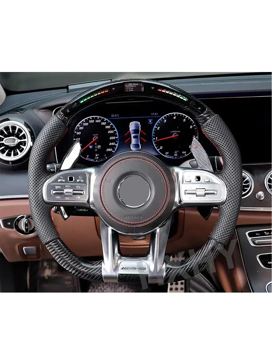 HXHY Customized Car Carbon Fiber Steering Wheel For Benz Mercedes AMG A B C E GLS GLA S C63 W205 W204 W213 2012-2021