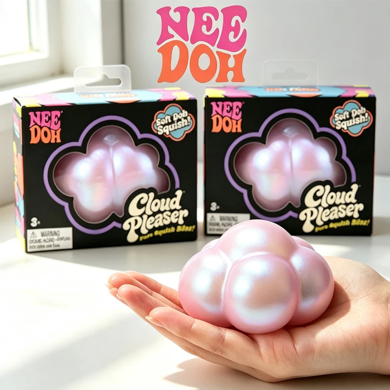 Needoh Cloud Pleaser Iridescent Pearl Cloud Calm Fidget Toy Calm Down ADHD Non-toxic Anxiety Relief Mood Regulation Squeeze Toy