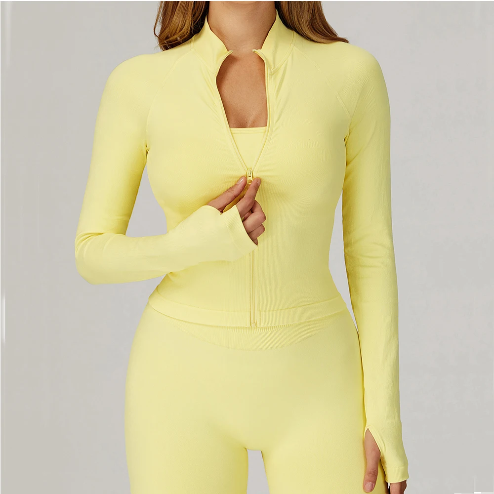 

Seamless Women's Long sleeved Outdoor Running Fitness Wear T-shirt Top Yoga Long Sleeved Yoga Shirt Gym Push Up Workout Jacket