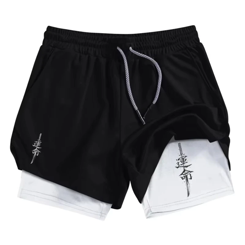 Men's Double-deck Shorts Summer Quick Drying Sports Running Gym Fitness 2-in-1 Joggers Beach Towel Loop Moisture Absorbing Short