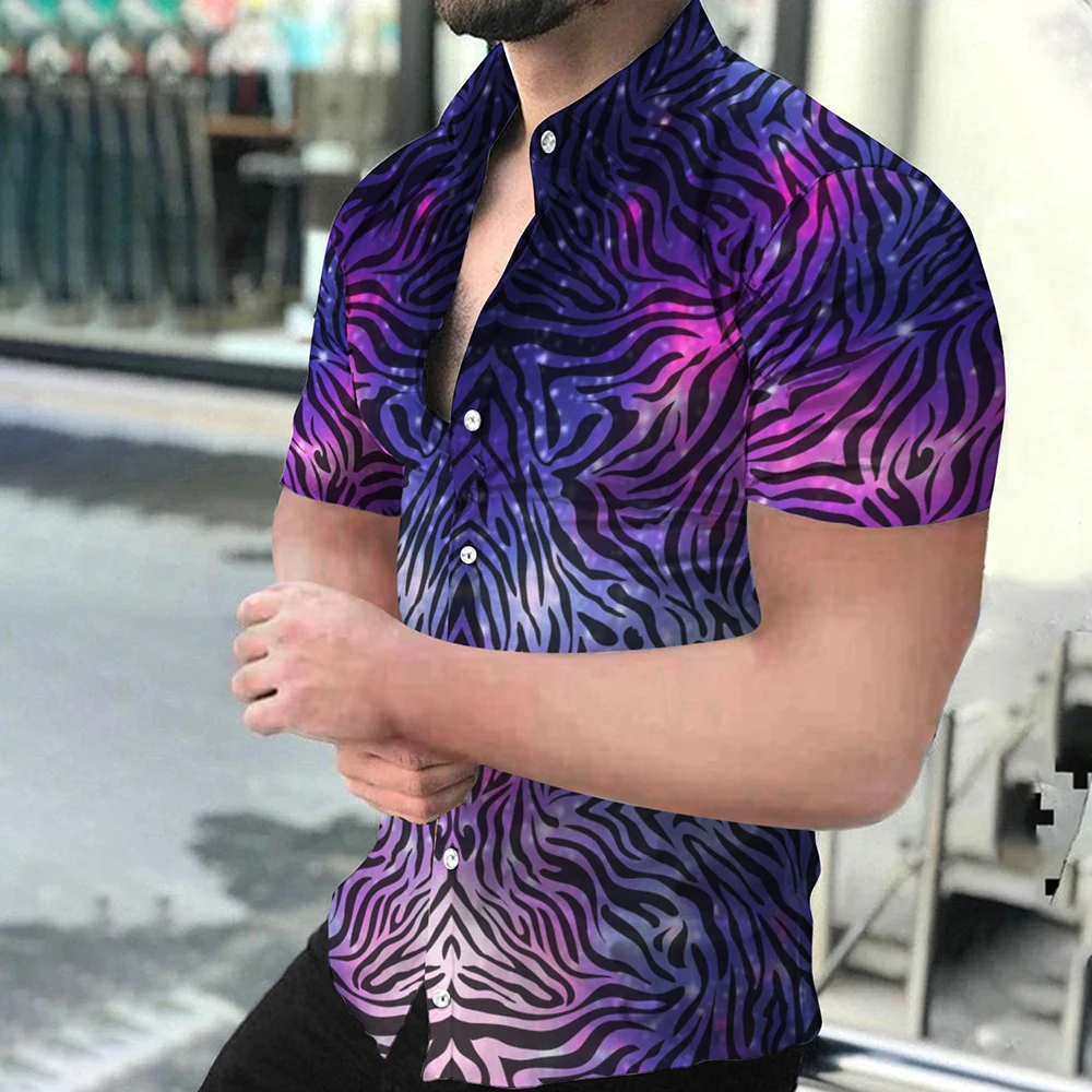 2022 Brand New Summer Male Casual Sleeve Down Slim Dress Fitness Top For Man Hawaiian M-3XL Men Party Practical