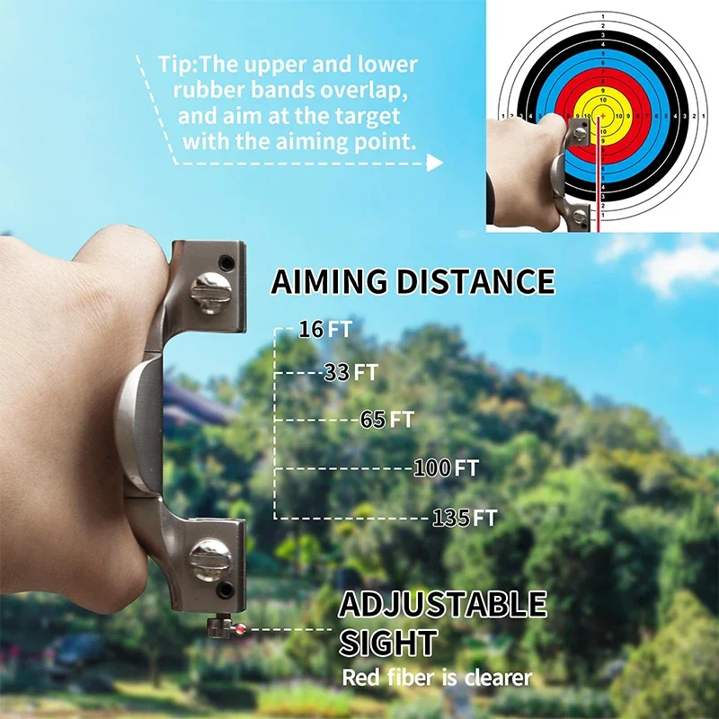 Outdoor Metal Slingshot Single Gun High-precision Slingshot Hunting Archery Hunting Kit Skin Strap Set Sports Festival Gift