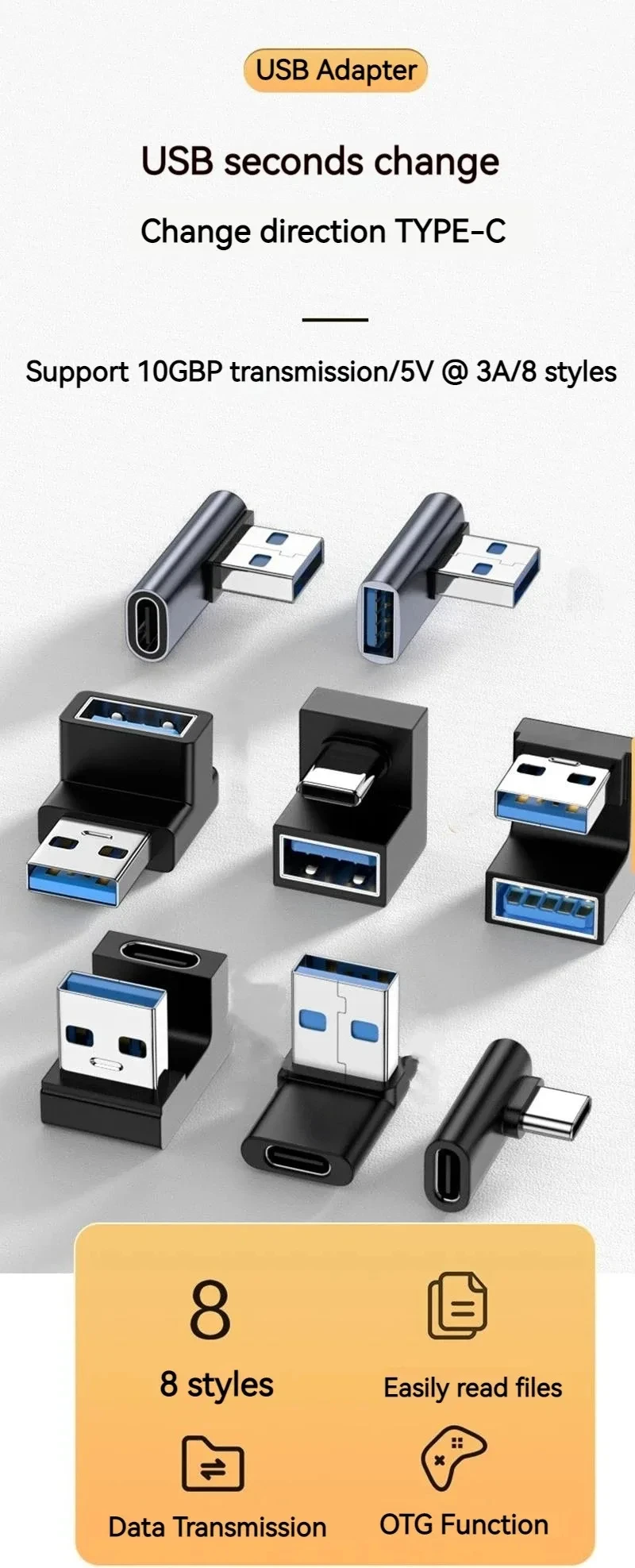 NNBILI Universal USB3.2 OTG Typ C Adapter USBC Stecker auf USB-A Stecker Buchse Konverter für MacBook Huawei Samsung Xiaomi Stecker – Detail 1