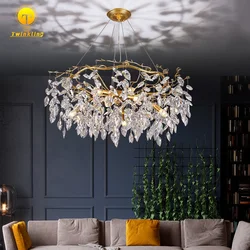 Ceiling Chandelier Lighting Long Crystal Hanging Lamps for Ceiling Luxury Living Room (There are Crystals Sold Separately)