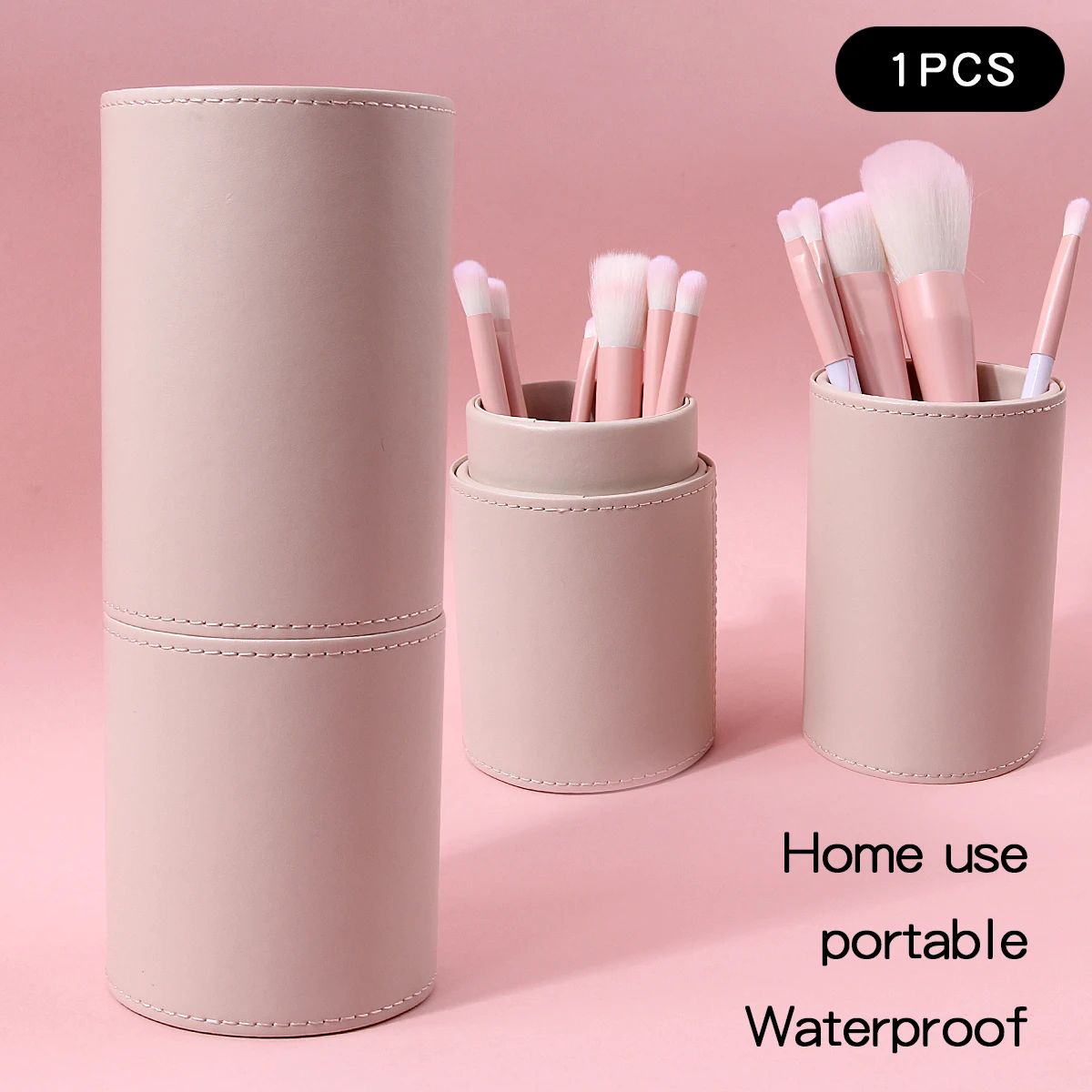 Seau de rangement pour pinceaux de maquillage portables, 1 pièce, conception fendue à double tube, cuir Durable, outil de rangement de maquillage facile à nettoyer