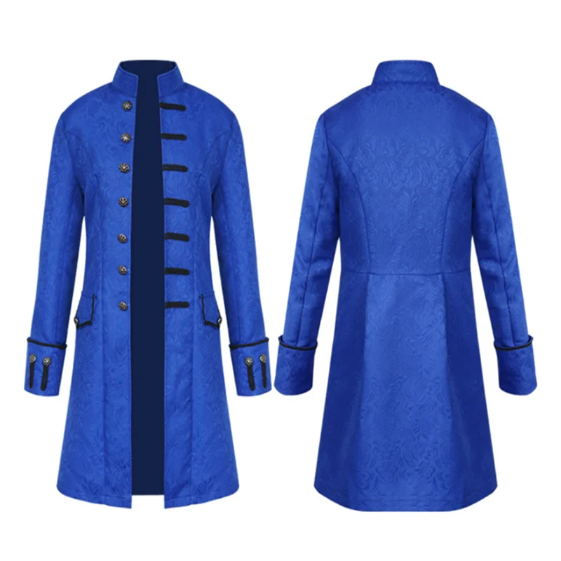 Steampunk-style Red Men's Long Jacket, Black Embroidered Windbreaker, Green Long-sleeved Trench Coat. European size