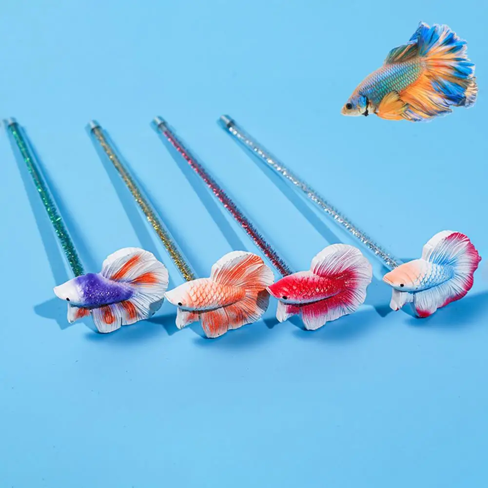 

Betta Stick Realistic Artificial Vivid Aquarium Decor Long Pole Relieve Boredom Fish Training Teaser Wand Toy Fish Tank Supply