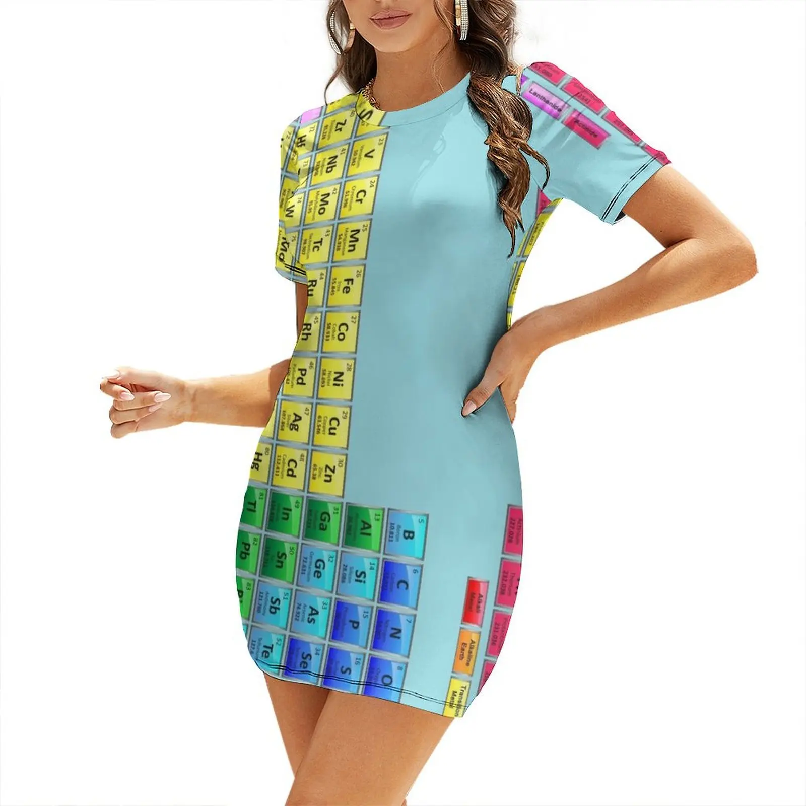 118 Element Periodic Table Short Sleeved Dress Dress for girls dress Long woman