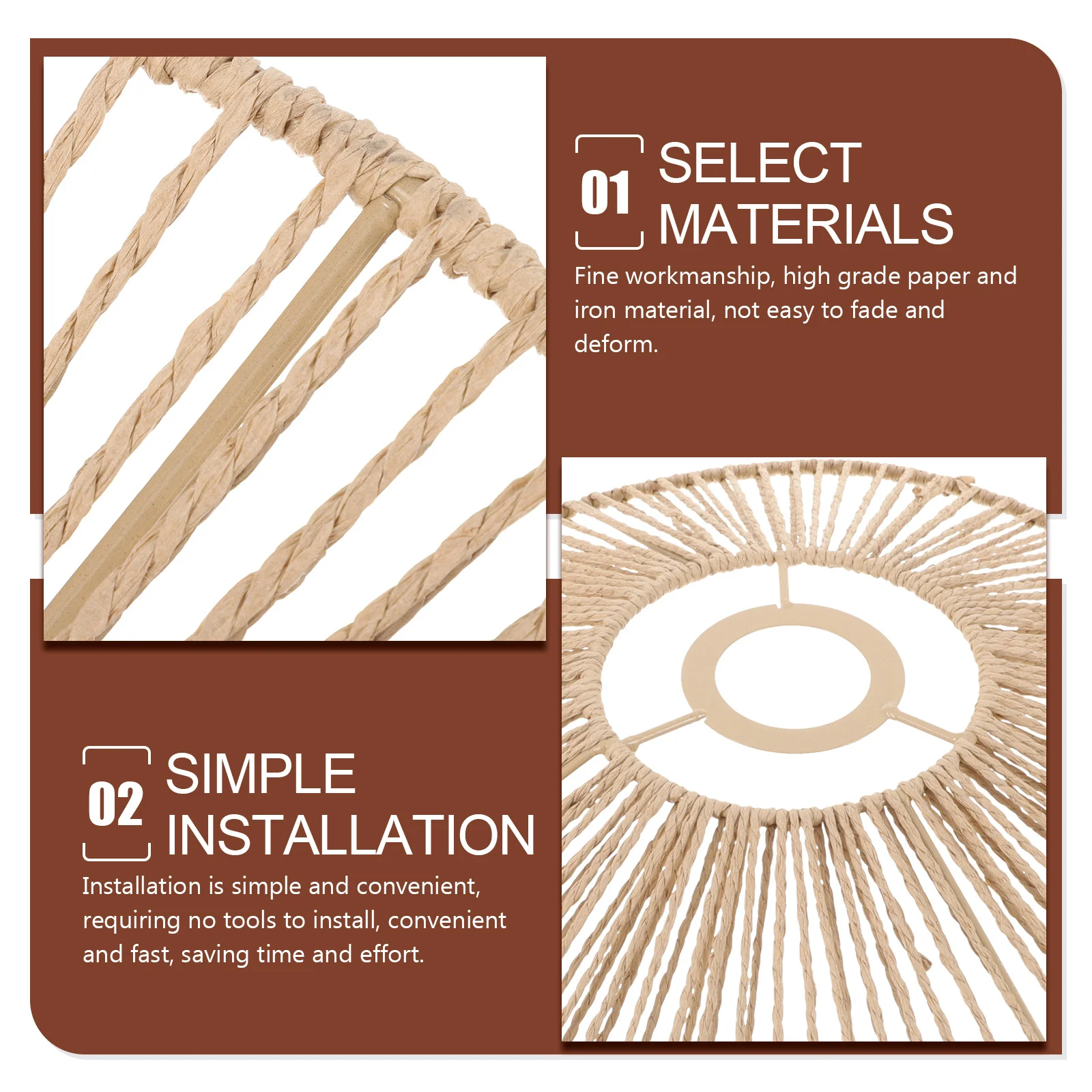 Retro Style Lamp Shade Paper Rope Weaving E27 Base For Ceiling Lamp Chandelier Small Woven Lampshade Lighting Supply Decor