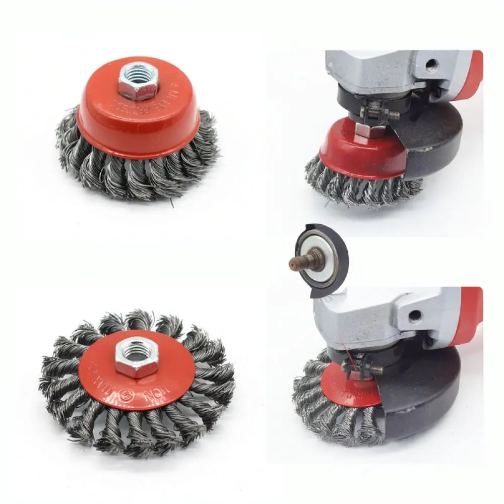 Twisted Knot Wire Wheel For Yongpin 100 Angle Grinder Metal Surface Derusting Cleaning Burr Removal Grinding Accessory