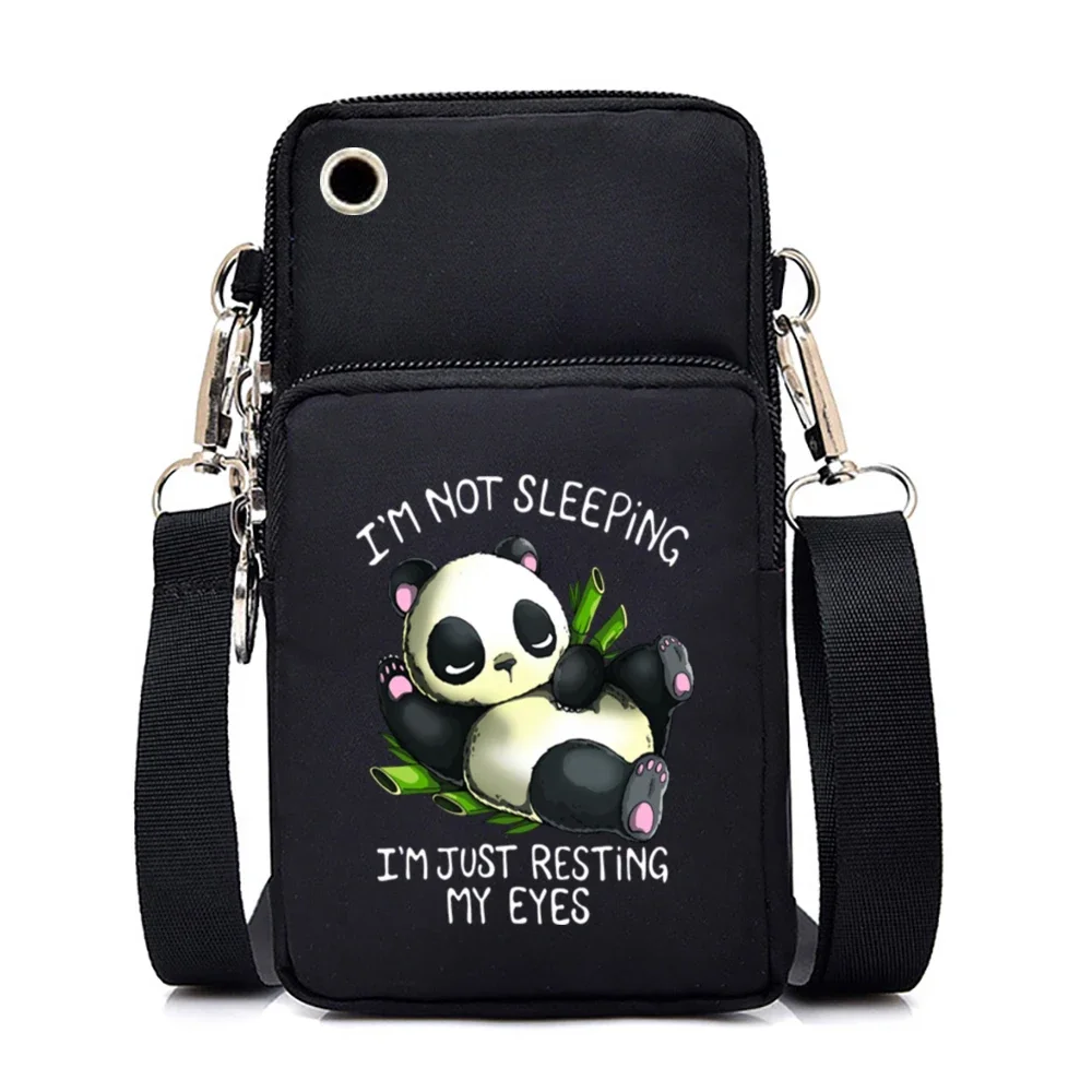 Panda Do Nothing Cartoon Mobile Phone Bag for Women Kawaii Panda Purse Bags Small Bags for Samsung/iPhone Unisex Phone Bag