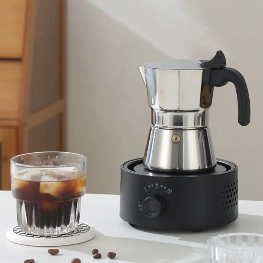 

150/300 ML Octagonal Mocha Pot Shock-resistant Stainless Steel Hand Brewing Coffee Pot Mirror-like Italian Mocha Kettle