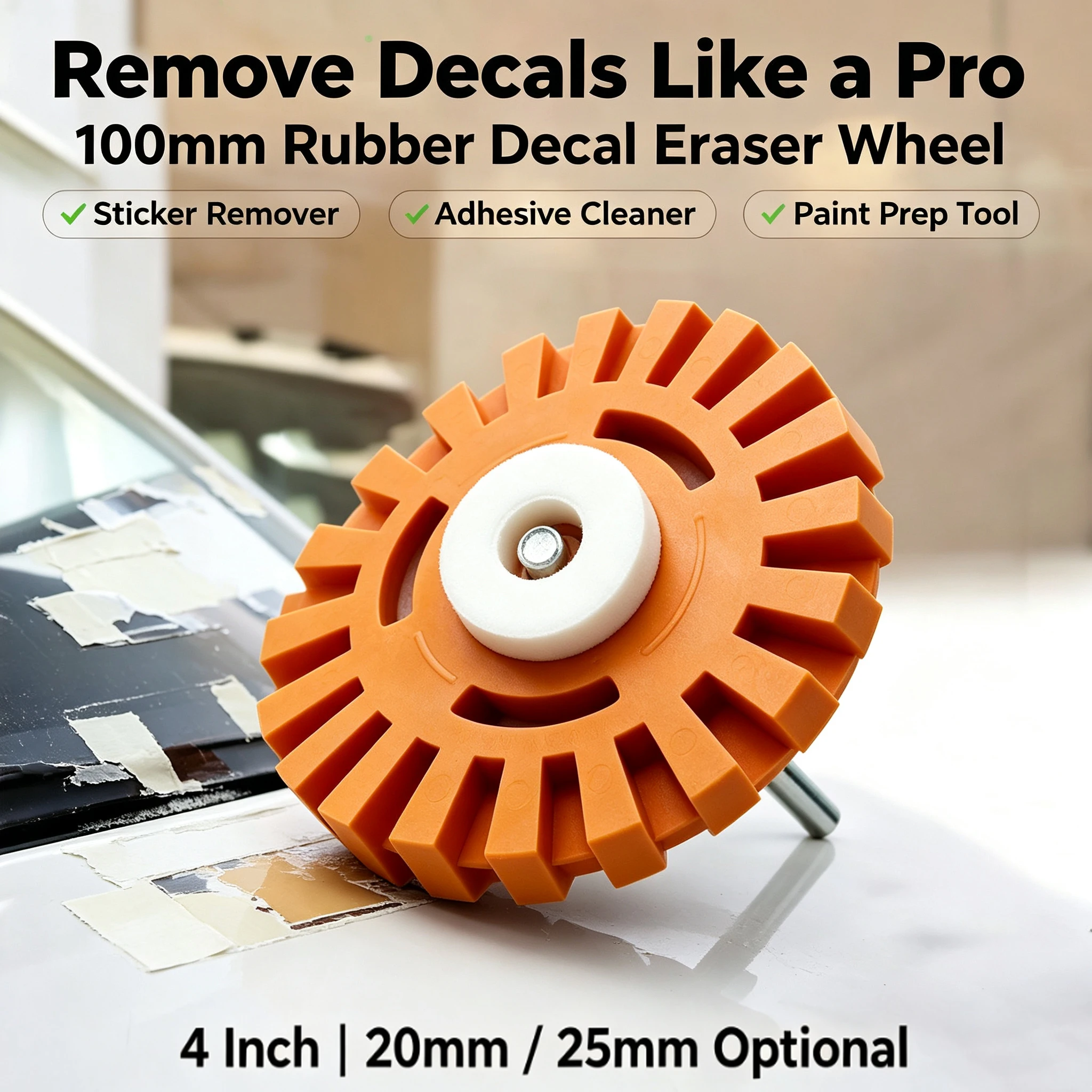 20mm Car Eraser Wheel Smooth Power Drill Adapter Decal Removal Paint Repair Rubber Effective Practical Quick Pinstripe