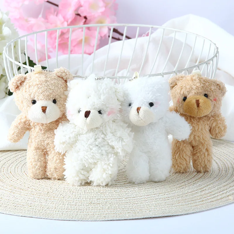 10PCS Cute Blush Plush Bear Conjoined Teddy Bear Toy Keychain Bag Pendant Bouquet Accessories Event Gift Small Gift Wholesale