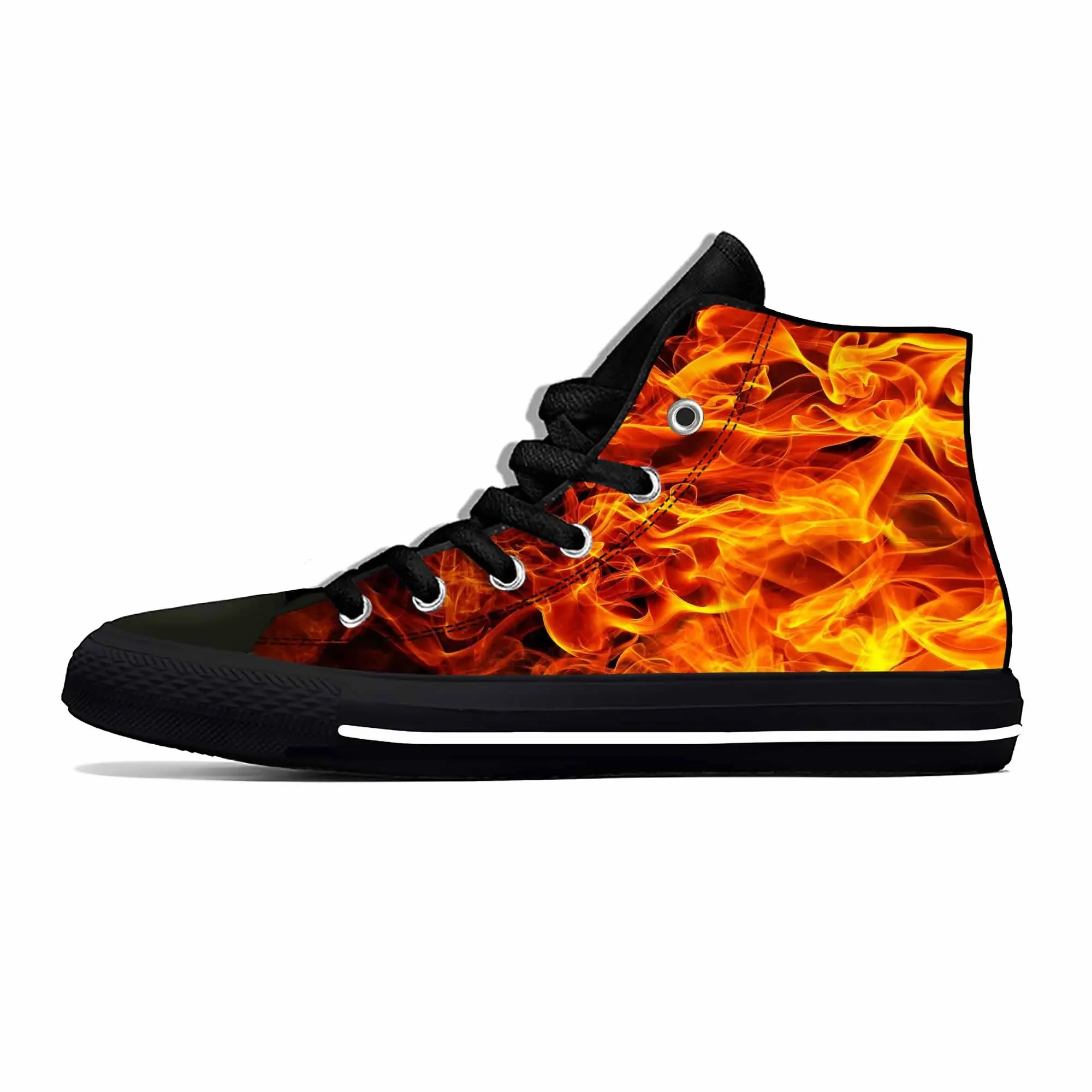 

Fire Flame Flaming Pattern Rock Fashion Aesthetic Casual Cloth Shoes High Top Comfortable Breathable 3D Print Men Women Sneakers